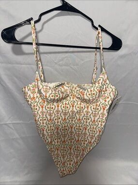SOLID & STRIPED Cream Floral Print Bodysuit
